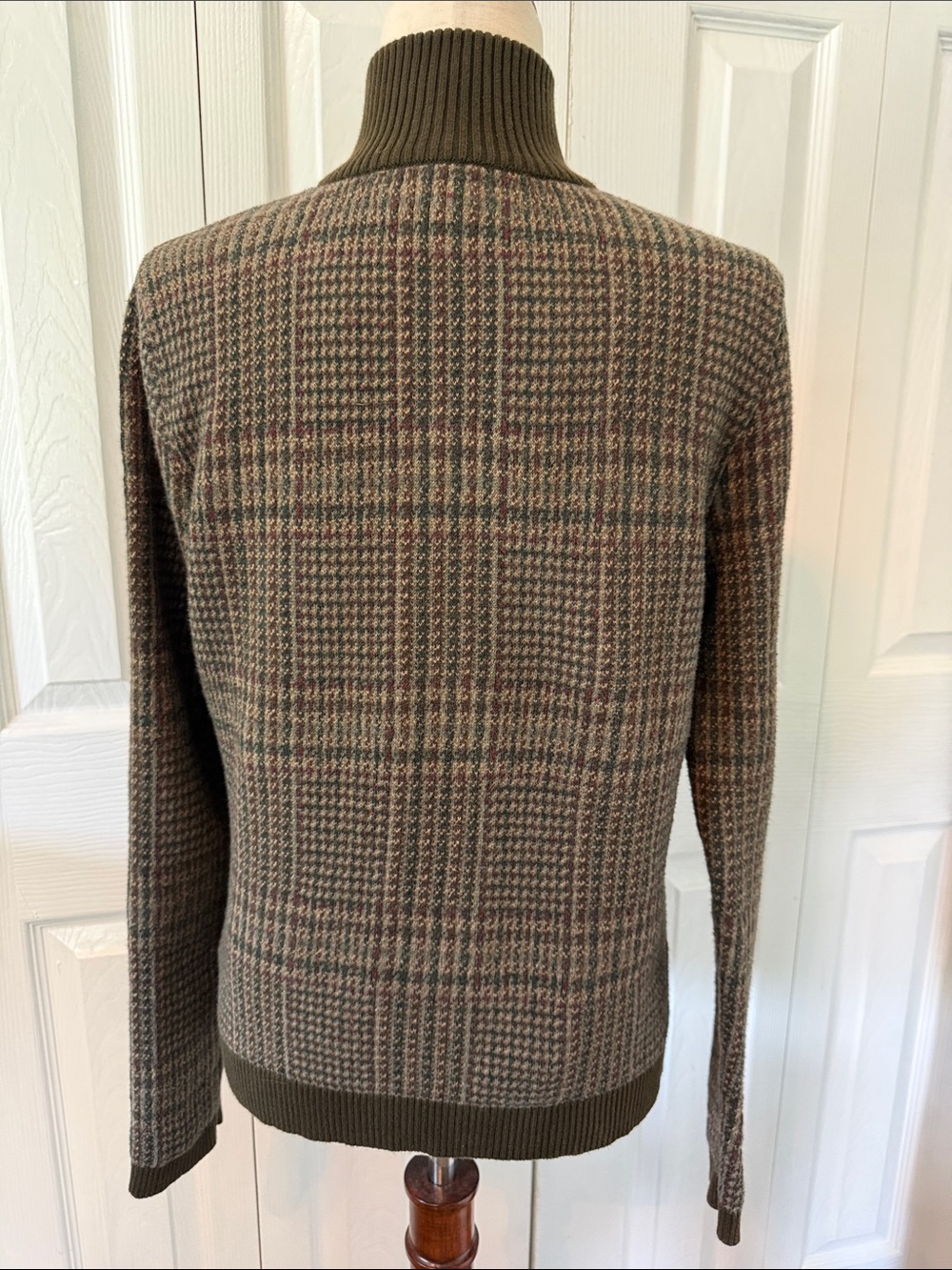 Vintage 90s Ralph Lauren Plaid Knit Cardigan 100% Cotton Sz L - Picture 6 of 7